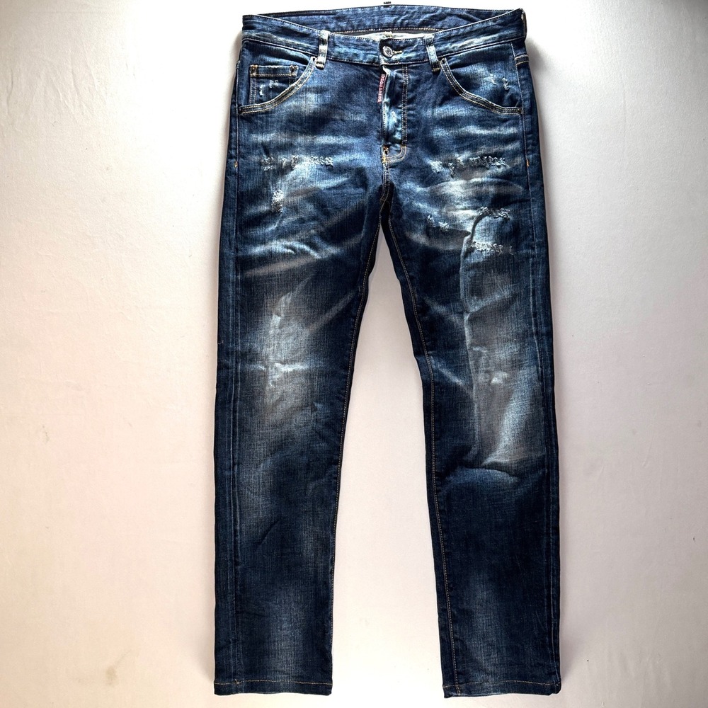 DSQUARED2‎ Classic Kenny Twist Jeans Mens Blue Denim W33 L27 Italy Distressed 46